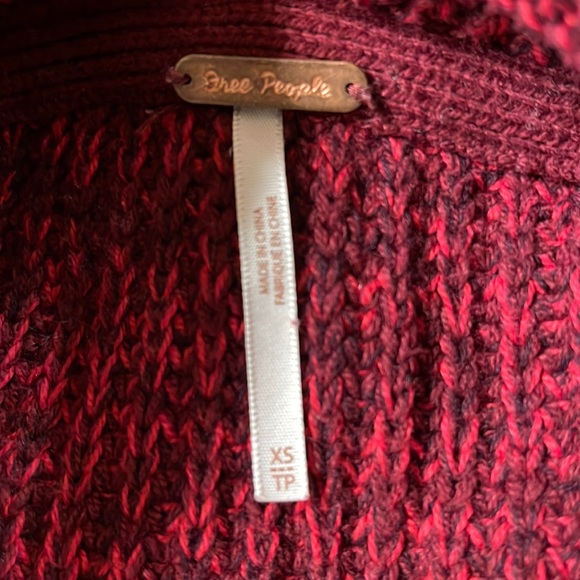 Free People High Hopes Cardigan-Burgundy/Red - Picture 7 of 9